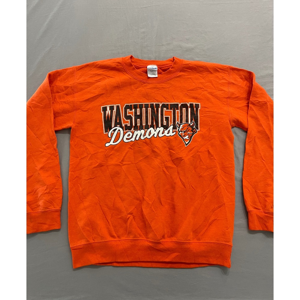 Gildan Washington Demons Orange Sweatshirt Mens Small Graphic Crewneck Fleece